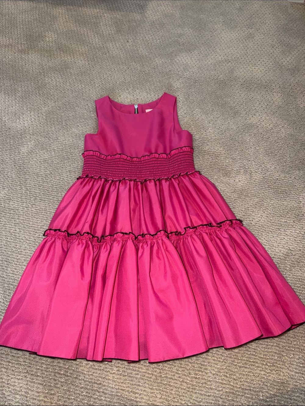 Zoe Ltd Bright Pink Smocked Tiered Ruffle Dress